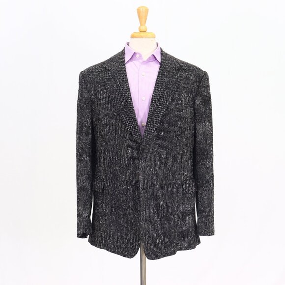 Bespoke 44R Black Blazer Sport Coat Jacket 2-Button Solid T367